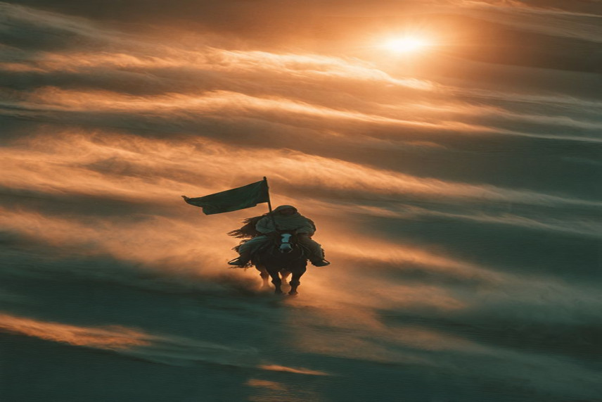 (وَكَانَ عَرْشُهُ على الرُّمْح)